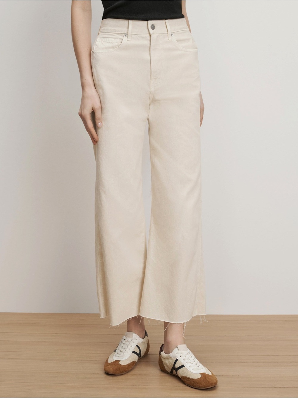 NWT Veronica Beard Taylor Cropped Wide-Leg Jean in Ecru Size 28